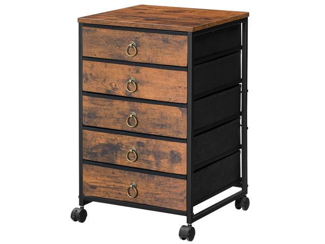 5-Drawer Chest, File Cabinet, Office Cabinet with Drawers, Rolling Printer Stand for Living Room, Home Office, Nonwovens Drawer, Easy Assembly,...