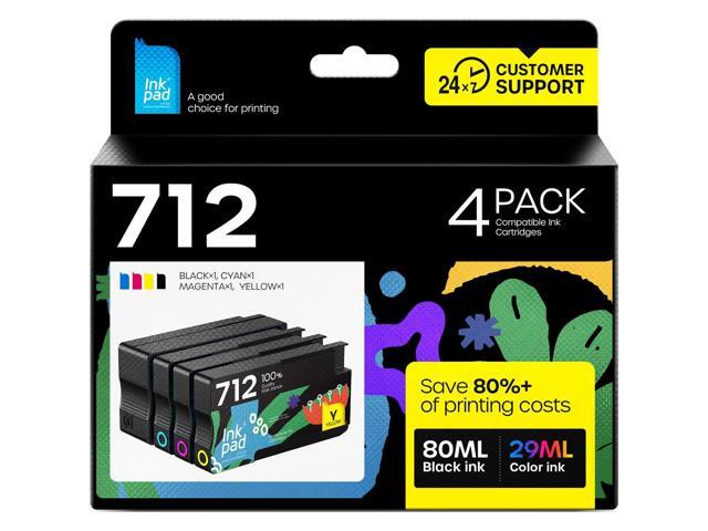 712XL Ink Cartridges Replacement for HP 712 Ink Cartridges, 4 Pack Work with HP DesignJet T210 T650 T630 T230 Studio Plotter Printer, Easy...