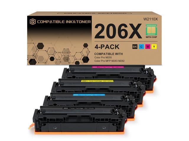 206X 206A High Yield Toner Cartridges 4 Pack (with Chip) Works with HP Color Pro MFP M283fdw M283cdw, Pro M255dw M255nw, MFP M282nw M283 M282 M255...