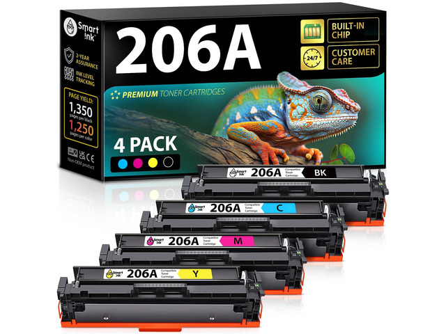Compatible 206A Toner Replacement for HP 206A Toner Cartridges 4 Pack 206X with Chip to use with Color Laserjet Pro MFP M283fdw M283cdw Laserjet...