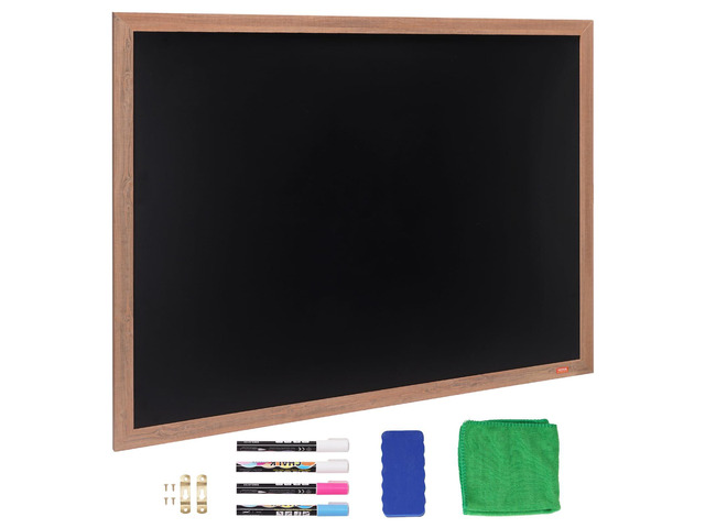 VEOVR Magnetic Chalk Board, Hanging Message Signs with Chalks & Eraser, Vintage Wooden Chalkboard Sign, Rustic Brown Framed Calendar and Bulletin...