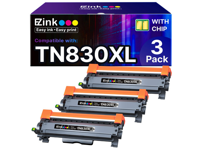 Compatible Replacement for Brother TN830XL Toner Cartridges 3 Black TN830XL TN 830 Toner to use with Brother HL-L2460DW DCP-L2640DW HL-L2480DW...