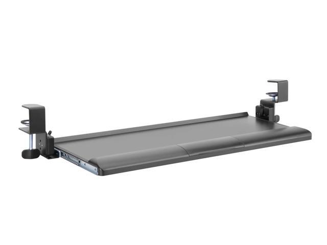 Desk Clamp Tilting Keyboard Tray, 5 Tilt Angles, Negative and Positive Tilt, Slides Under Desk, 26.8-Inch W x 11.1-Inch D, Black (KT175)