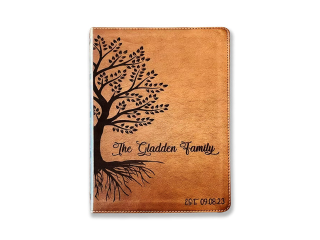 Personalized Family Bible, Custom Engraved NKJV Wide-Margin Family Tree Bible for Weddings and Anniv. Gifts
