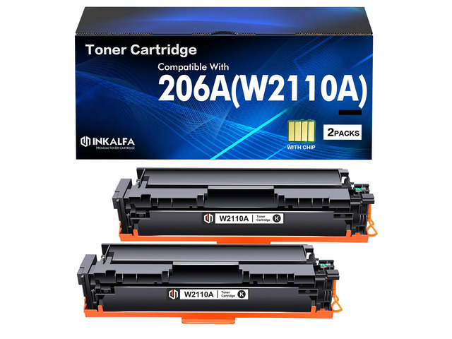 206A Black Toner Cartridge 2 Pack M283cdw W2110A 206X W2110X Replacement for HP 206A Work for HP Color LaserJet Pro MFP M283fdw M255dw M283 M255...