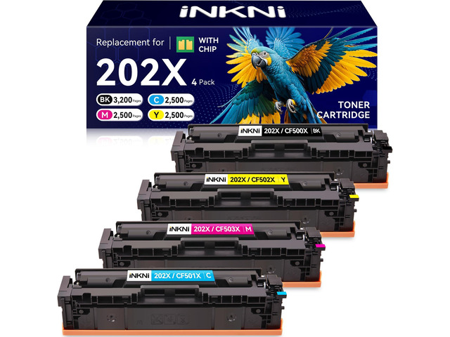 202X Toner Cartridges CF500X 202A,4 Pack Black Cyan Yellow Magenta Compatible for LaserJet Pro MFP M281fdw M254dw M281fdn M281cdw M280nw M254dn...