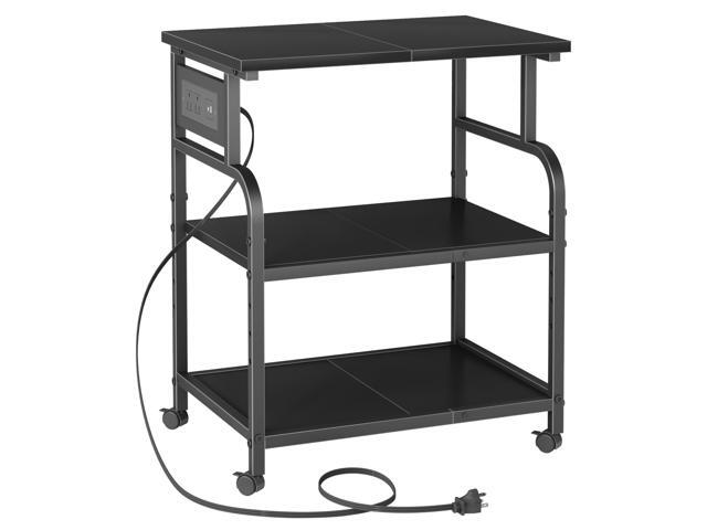 3 Tier Large Printer Stand with Power Outlet/Adjustable Shelf 22'x15' Large Top,Fit 2-3 printers,Rolling Cart with Wheels,Table for Home...