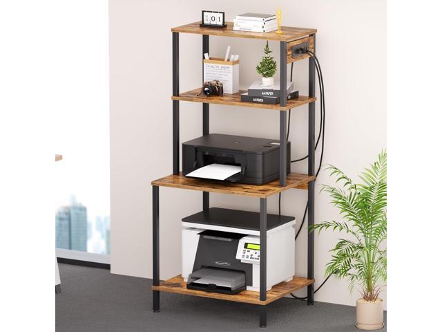 Large Printer Stand with Charging Station, Printer Table for Home Office 49'Tall 4-Tier Printer Stand with Storage, Mobile Heavy Duty Printer...
