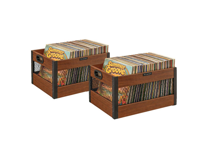 Vinyl Record Storage Crate, Wooden LP Record Organizer, Holds 6080 Records Each, 2 Packs Classic Cube Storage for Albums