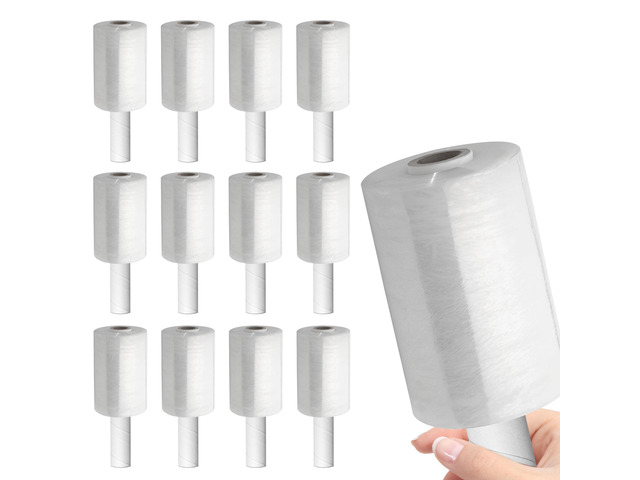 Stretch Packing Wrap, Mini Stretch Wrap Roll, Plastic Pallet Shrink Film with Handle- 5' x 1000' & 80 Gauge Thick + Hybrid Technology with...