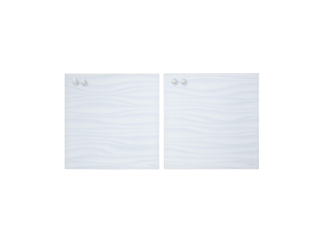 MessageStor Dry-Erase Glass Board and Magnets, Office Essentials, White Waves, 2-Pack