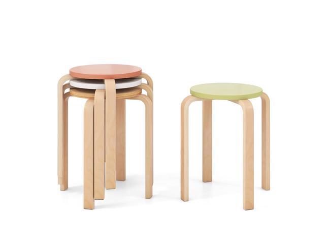 Bentwood Stackable Stools Set of 4, 18' Round Stacking Backless Nesting Stools, School Chairs, Flexible Seating for Classroom Elementary, Students,.
