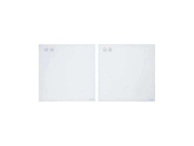 MessageStor Dry-Erase Glass Board and Magnets, Office Essentials, White, 2-Pack