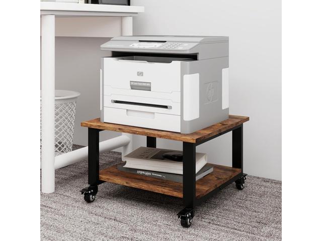 2 Tier Laser Printer Stand,20''x20'' Under Desk Printer Cart, Retro Large Printer Table Copier Stand with Wheels, Stand for Heavy...