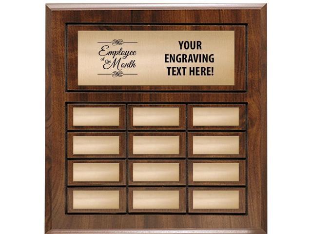 Employee Of The Month Plaque, 12 Plate Perpetual Plaque With Free Custom Engraving