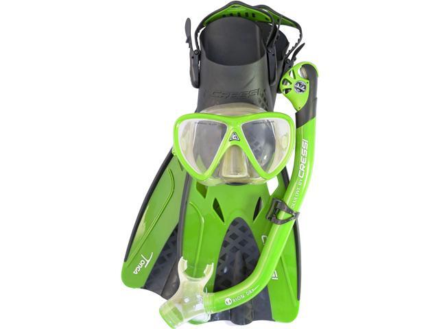 Adult Complete Snorkeling Set (Mask, Dry Snorkel, Adjustable Fins) - Lightweight Traveling Equipment - Tonga Pro Dry Set: Designed in Italy