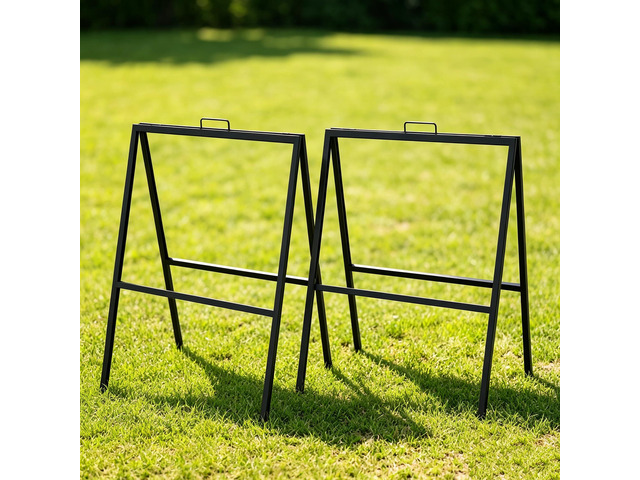 2 Pack Heavy Duty Sign Holder, 18x24 Inch Folding A-Frame Stands, Weatherproof Sidewalk Poster Stand for Outdoor Store Business Advertising Events...