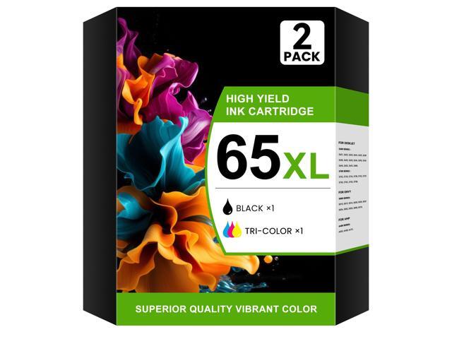 65XL Ink Cartridges Black/Color Combo Pack 2-Pack Compatible for HP 65XL 65 Replacement for Envy 5055 5000 5052 5070 DeskJet 3755 3700 3772 2652...