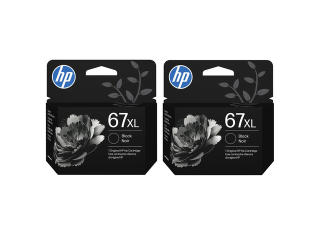 67Xl Black High-Yield Ink Cartridge - 2 Pack Works with DeskJet 1255, 2700, 4100, Envy 6000, 6400 Series