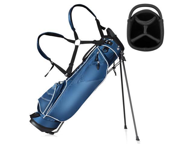 Golf Stand Bag with 4-Way Top Dividers, Portable Ergonomic Golf Bag with 4 Zippered Pockets, Cooler Bag, Rain Hood and Dual Strap System, 3.5 LBS...