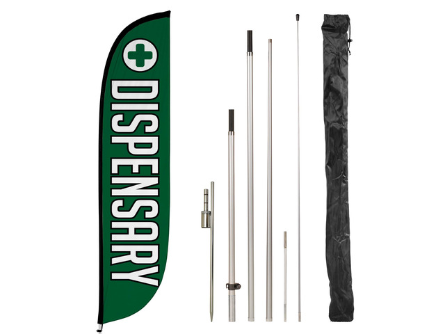 Feather Flag Pole Kit - 12 Feet Tall Advertising Flag Banner with Fiberglass Pole Kit and Rotating Ground Spike for Business Promotion - Smoke Vape...