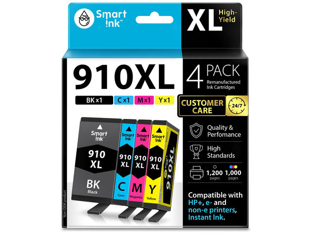 Remanufactured Ink Cartridges Replacement for HP 910XL 910 XL Black and Color Combo Pack to use with OfficeJet Pro 8025e 8025 8028e 8028 8035e 8035...