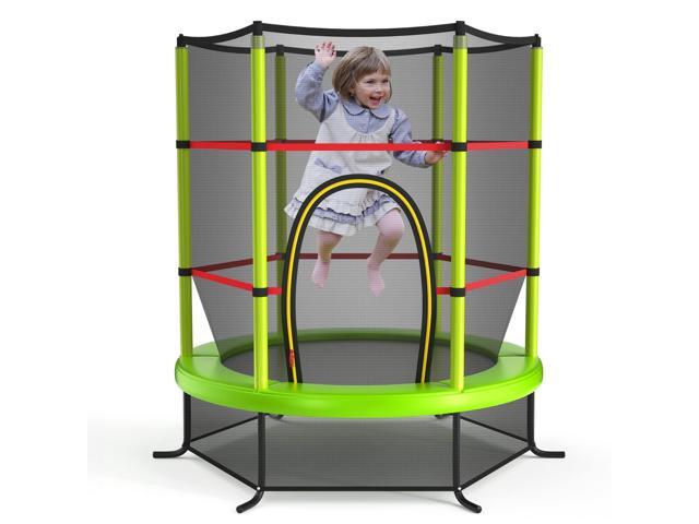 55'' Mini Kids Trampoline With Safety Enclosure Net, ASTM Approved, No-Gap Safe Design, Easy to Assemble 4.6 Ft Outdoor Indoor Small Toddler