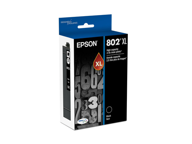 802XL Genuine High Capacity Black Ink Cartridge T802XL120 Works With WorkForce Pro WF-4720 WF-4730 WF-4734 WF-4740 Inkjet Printers