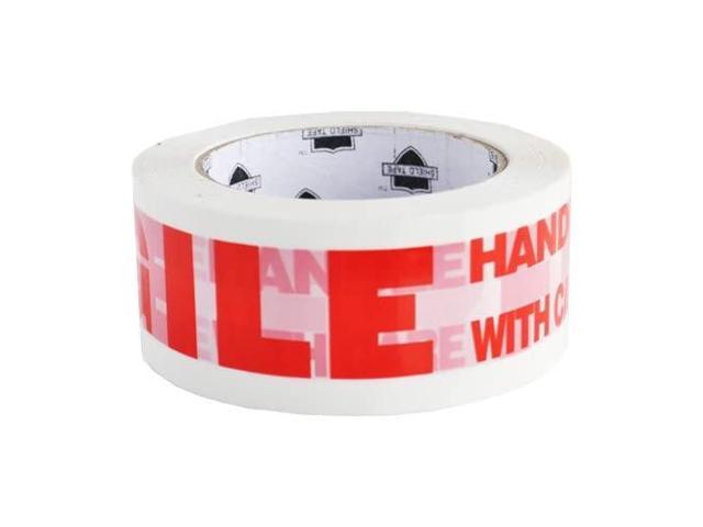 Fragile Packing Tape, Preprinted Shipping Tape Rolls, White Red, 3 Inch x 110 Yards, Pack of 12 Rolls