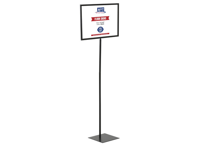 Floor Standing Sign Holder 11x14 Inches Black Landscape Double Sided Menu Poster Display Flat Base For Restaurant Cafe Hotel School Hospital