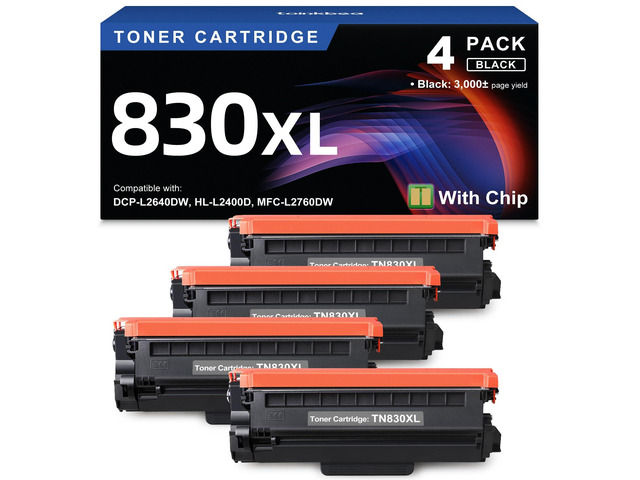 TN830XL Black Toner Cartridge Ink for HL-L2460DW Printer Replacement for Brother TN830 XL TN830 TN-830 Toner Set for DCP-L2640DW HL-L2460DWXL...