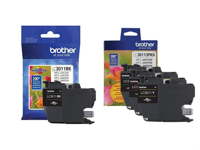 Genuine LC3011BK, LC30113PKS Standard Yield Black/Cyan/Magenta/Yellow Ink Cartridge Set, LC3011