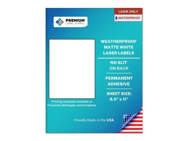 Waterproof Matte White Sticker Paper - 8.5' x 11' Full Sheet Labels - Laser Printers Only 500 Sheets