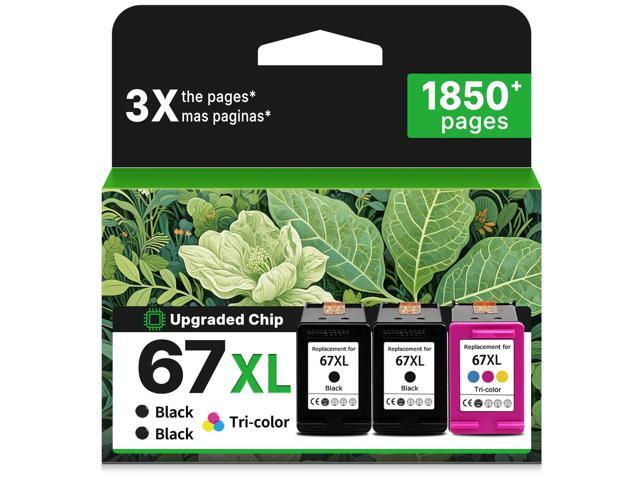 67XL Ink Cartridges for HP 67 XL Black Color Combo 3-Pack Replacement for HP67 HP67XL for Printer 2700 2700e 4100 6400 4155e 2755e 6000 2855e 2752e.