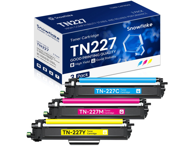 TN227 TN-227 C/M/Y High Yield Toner Cartridge Compatible TN-227 Cyan Magenta Yellow Replacement for Brother TN-227 TN227 TN-227C/M/Y MFC-L3770CDW...