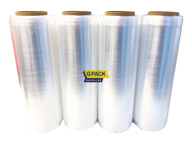 Pre Stretch wrap Film 15' x 1500' Pre stretched Plastic film with Folded Edge, Clear Hand Pre-Stretched Wrap Film 8.6 micron Shrink Wrap Film...