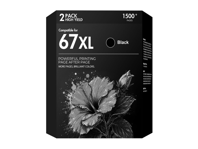 67 67XL 2755e Black Ink Cartridges Compatible for HP Deskjet 2855e 2755e Compatible for HP67 XL Black Ink for HP Deskjet 2700 2800e Envy 6055e...
