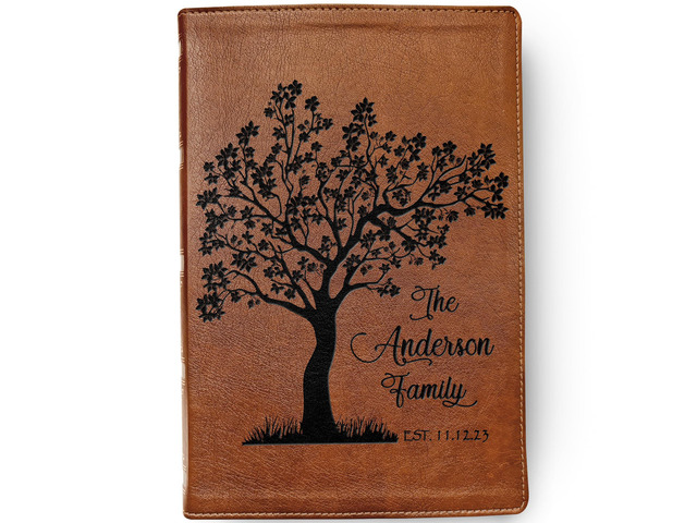 Personalized Family Bible, Custom Engraved NKJV Wide-Margin Family Tree Bible for Weddings and Anniv. Gifts