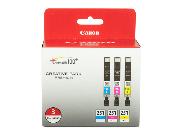 CLI-251XL Genuine Three Color Multi Pack, Compatible with MG6320, iP7220, MG5420, MX922, MX722, MG7120, MG6420, MG5520, iX6820, iP8720, MG7520,...