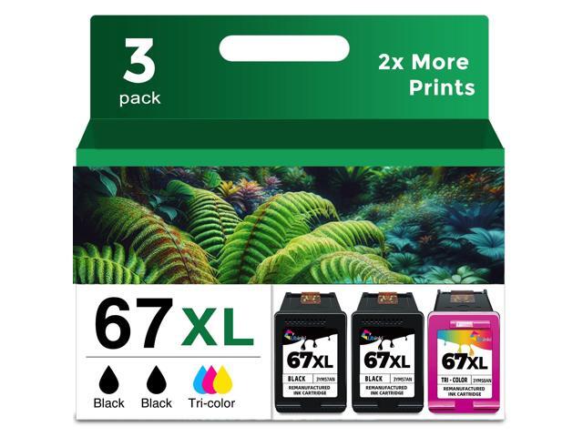 67XL Ink Cartridges Black/Color Combo Pack Replacement for HP Ink 67 XL HP67 HP67XL for2700 4155e 2755e 2734e 4100 2700e 4100e 6400 2752 2752e.