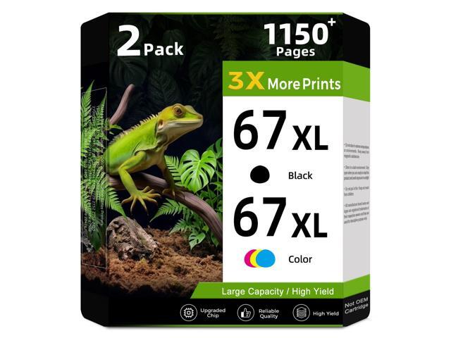 67XL Ink Cartridges Black/Color Combo Pack Replacement for HP Ink 67 HP67 XL HP67XL for 2855e 2800e 2755e 2700 4255e 4200e 6055e 6000 2852e 2827e...
