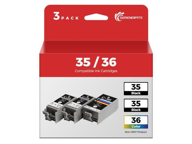 6 Pack PGI-35 CLI-36 Ink Cartridges (4 Black, 2 Tri-Color) IP110 IP100 TR160 TR150 Replacement for Canon 35 36 Works with Canon Pixma iP110 iP100.