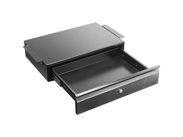 17.75' Steel Under Desk Drawer with Lock & Keys - Attachable Desk Drawer with Slide Out Attachment for Wooden Desks & Workstations - Locking Under...