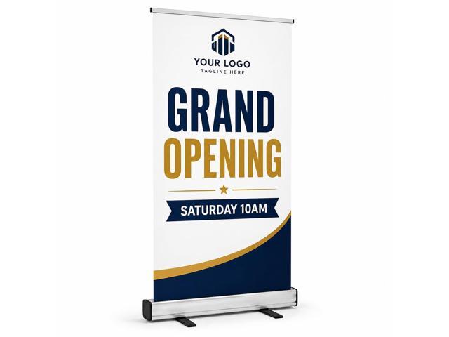 Retractable Banner Stand Base 33.5x80, Portable Aluminum Roll Up Banner Display Stand with Support Pole & Carry Bag for Trade Shows, Events &...