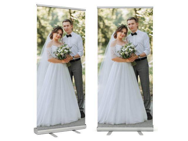 Custom Retractable Banner with Aluminum Silver Stand, Frame Portable with Travel Bag for Business Advertising, Wedding Events, Indoor,Outdoor.