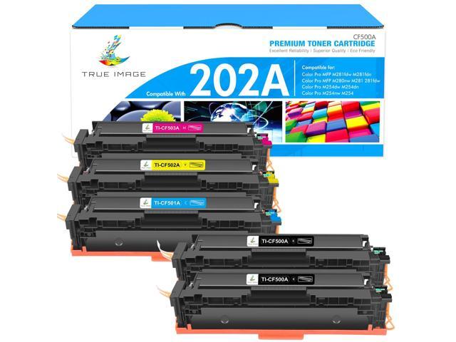 202A 202X Toner Cartridges for HP 202 CF500A CF500X M281fdw 5 Pack Compatible for HP Color LaserJet Pro MFP M281cdw M254dw M281fdn M254dn M254nw.