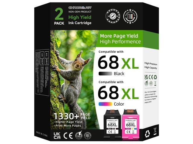 68XL 68 Ink Cartridges Black/Color Combo Pack Compatible for HP 68 Ink Cartridges High Yield Replacement for HP Ink 68 fit for Envy 6155e 6555e...