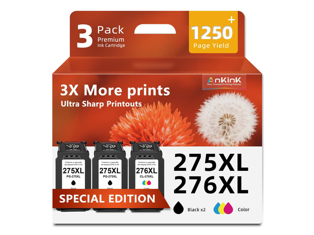 275XL 276XL 3-Pack Cartridge Replacement for Canon PG 275 CL 276 XL 2 Black 1 Color Combo, For Cannon TS3522 TR4720 TR4700 TR4722 TS3500 TS3520...
