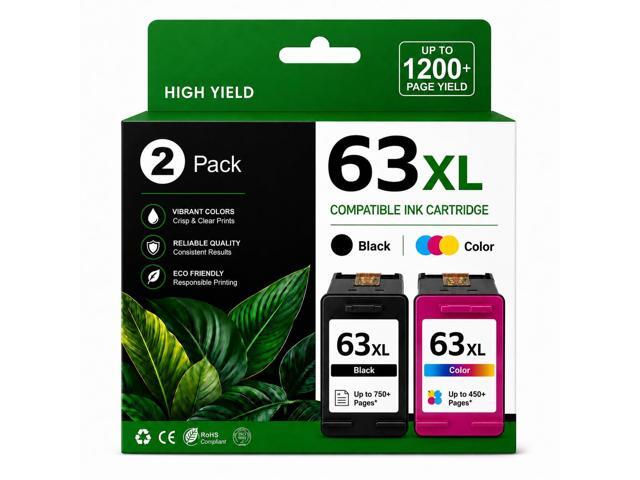 63XL Ink Cartridge Black and Color Replacement for HP Ink 63 63XL HP 63 Black Ink Cartridge Compatible with HP OfficeJet 3830 4650 5255 5258 5200.