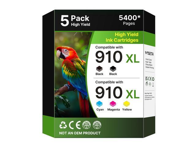 910XL Ink Cartridges for HP Printers (5-Pack) Black Cyan Magenta Yellow Replacement for HP 910XL Ink Cartridges Combo Pack Works for OfficeJet 8010.